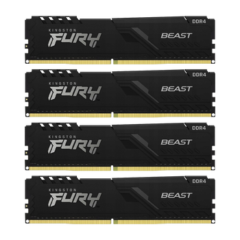 128GB (32GBx4) Kingston Fury Beast Black DDR4 3200 MHz, CL16-20-20 128GB (32GBx4) Kingston Fury Beast Black DDR4 3200 MHz, CL16-20-20